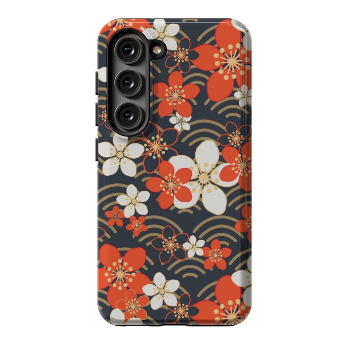 Galaxy S23 StrongFit white floral ethnic pattern 2  by MALLIKA