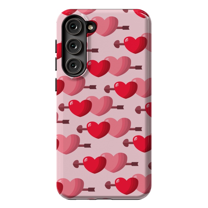 Galaxy S23 Plus StrongFit pink red hearts pattern by MALLIKA