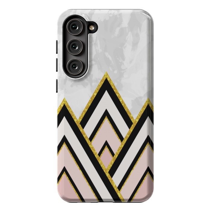 Galaxy S23 Plus StrongFit Geometric pink gold triangles by Jms