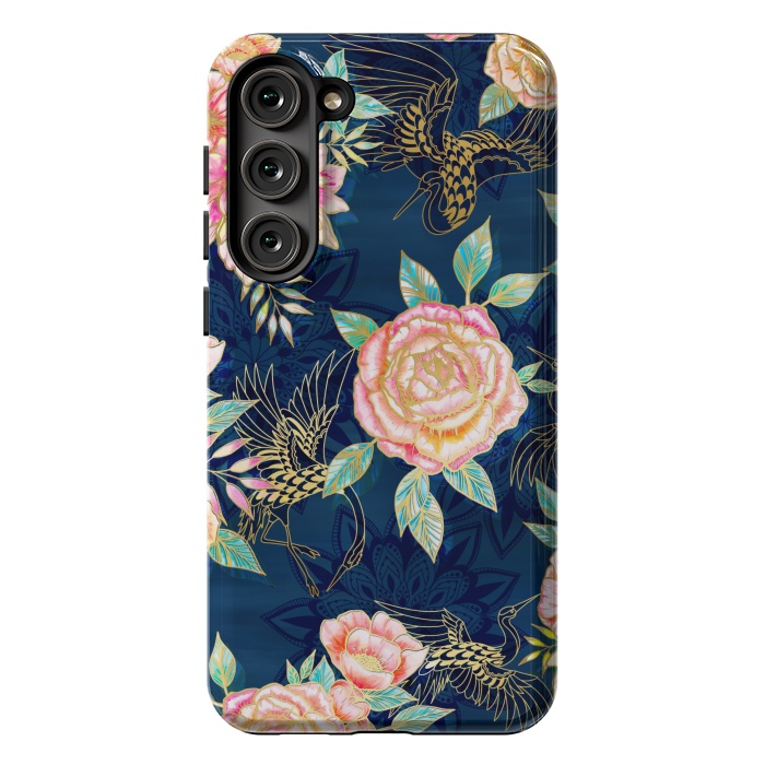 Galaxy S23 Plus StrongFit Gilded Peonies and Cranes by gingerlique