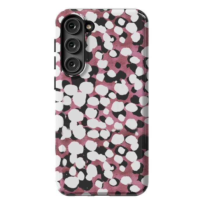 Galaxy S23 Plus StrongFit Ink spots on metallic pink stone by Oana 