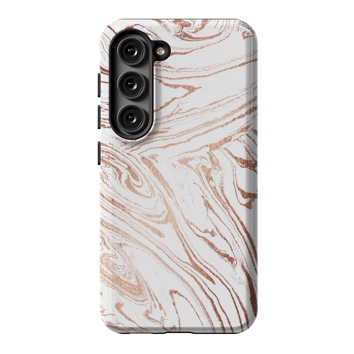 Galaxy S23 StrongFit White marble with rose gold details by Oana 