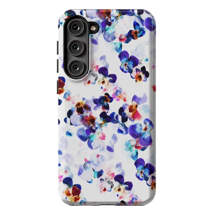 Galaxy S23 Plus StrongFit Blue purple pansy petals by Oana 