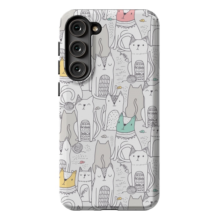 Galaxy S23 Plus StrongFit Doodle cute cats by Anna Alekseeva