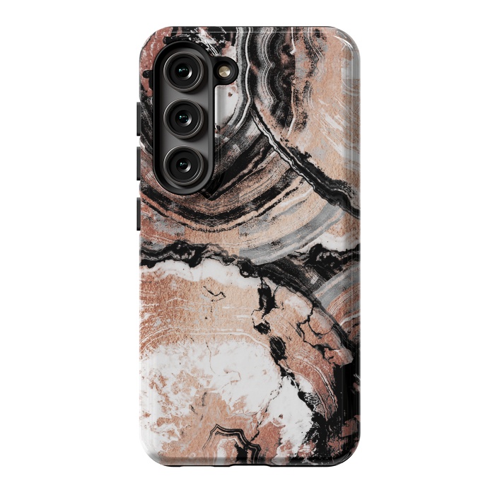 Galaxy S23 StrongFit Rose gold geode marble by Oana 