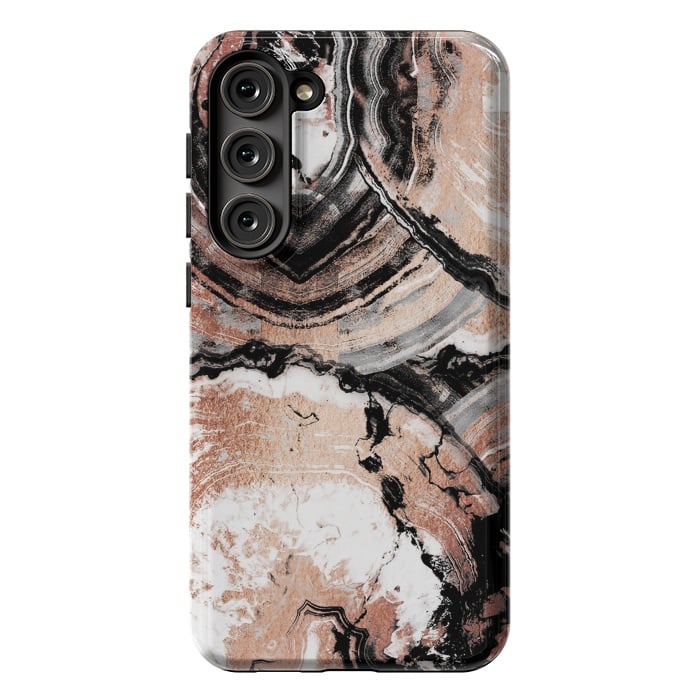 Galaxy S23 Plus StrongFit Rose gold geode marble by Oana 