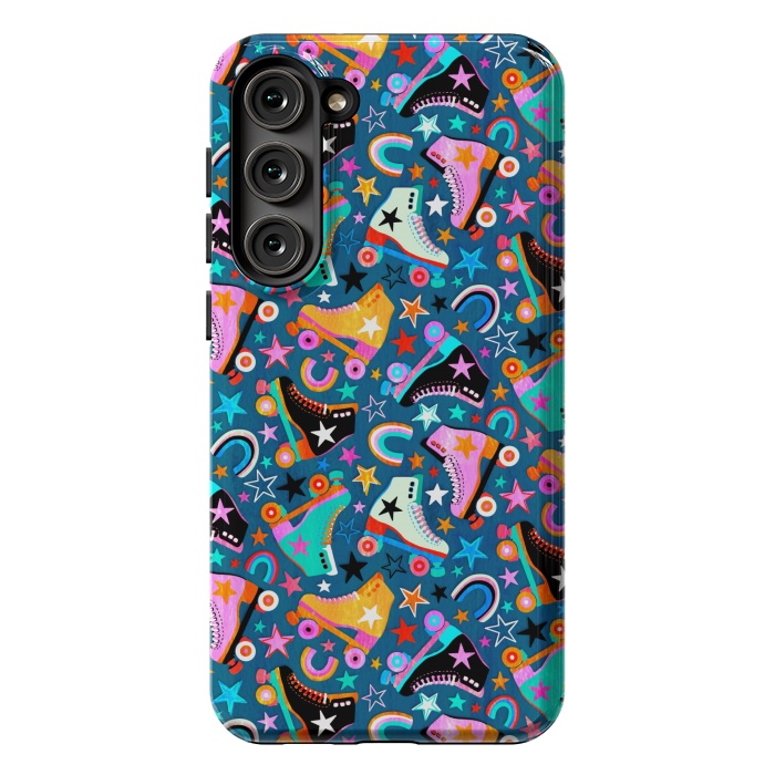 Galaxy S23 Plus StrongFit Retro Rainbow Roller Skates and Stars by Micklyn Le Feuvre