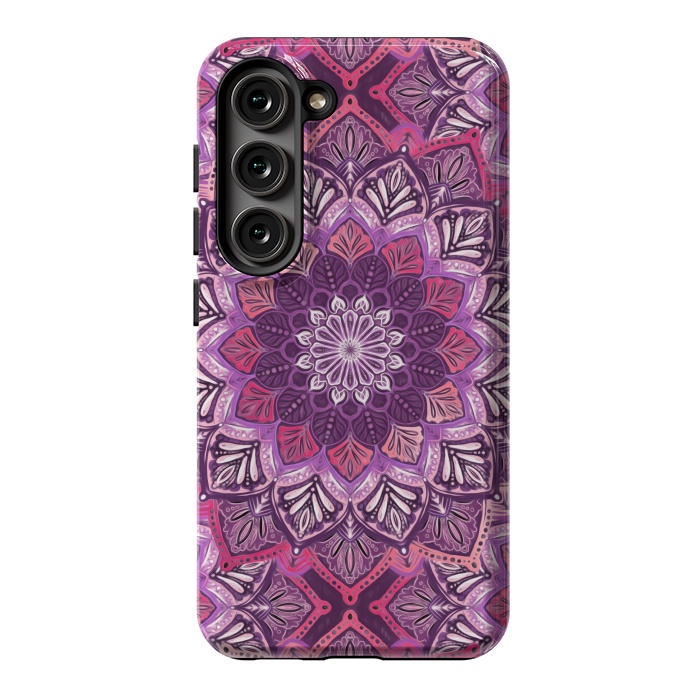 Galaxy S23 StrongFit Perfect Pearly Plum Mandala by Micklyn Le Feuvre
