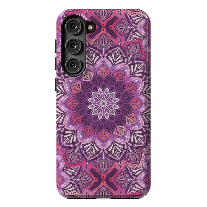 Galaxy S23 Plus StrongFit Perfect Pearly Plum Mandala by Micklyn Le Feuvre