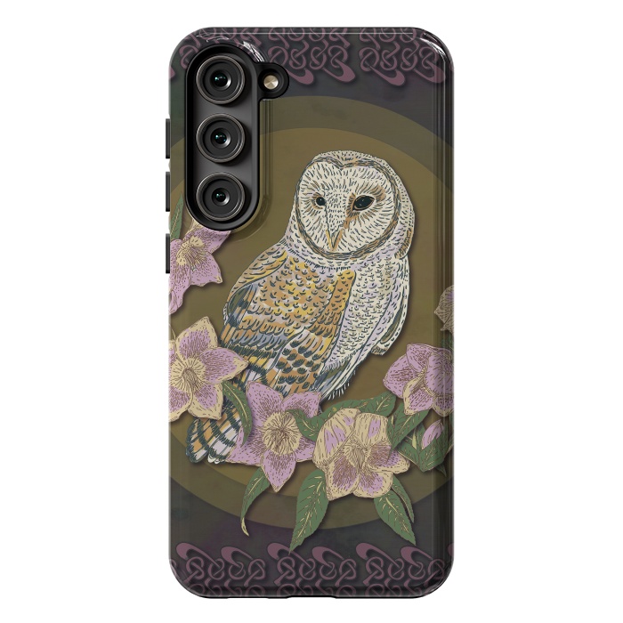 Galaxy S23 Plus StrongFit Owl & Hellebore by Lotti Brown