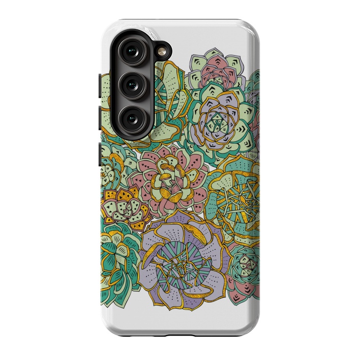 Galaxy S23 StrongFit Colorful Succulents by Pom Graphic Design