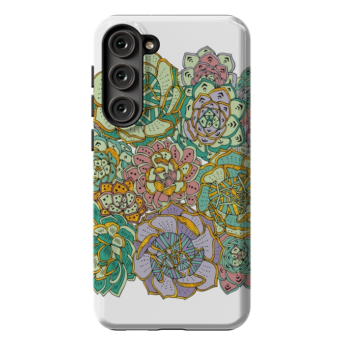 Galaxy S23 Plus StrongFit Colorful Succulents by Pom Graphic Design