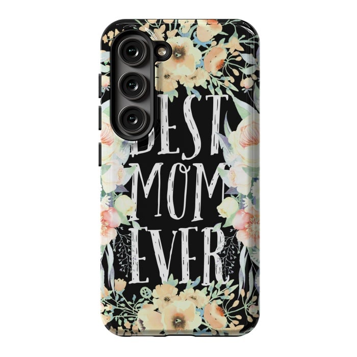 Galaxy S23 StrongFit Best mom spring watercolor flowers  by Oana 