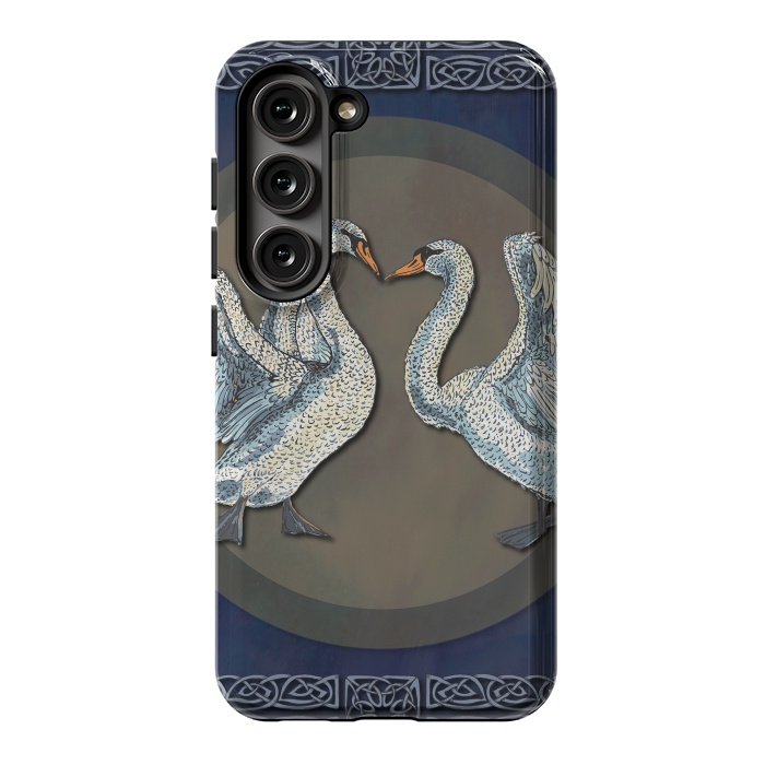 Galaxy S23 StrongFit Dancing Swans by Lotti Brown