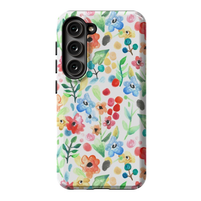Galaxy S23 StrongFit Flourish - Watercolour Floral by Tangerine-Tane