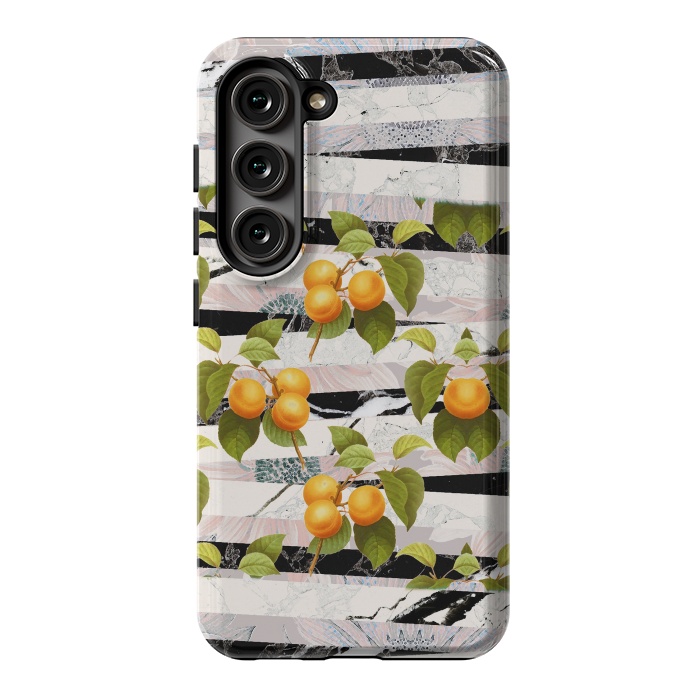 Galaxy S23 StrongFit Colorful peaches and marble stripes by Oana 