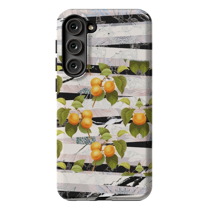 Galaxy S23 Plus StrongFit Colorful peaches and marble stripes by Oana 