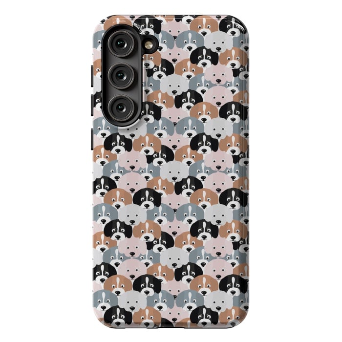 Galaxy S23 Plus StrongFit Cute Black Brown Pink Grey Puppy Dogs Illustration by InovArts