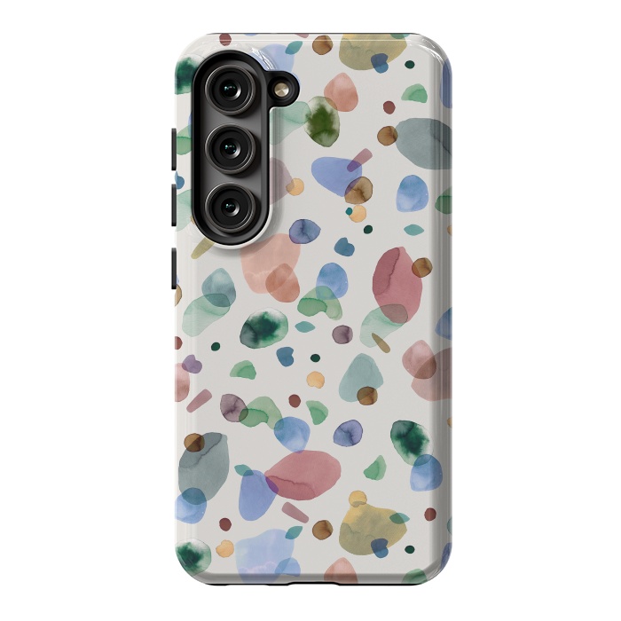 Galaxy S23 StrongFit Pebbles Terrazo Rounded Memphis Multicolored by Ninola Design