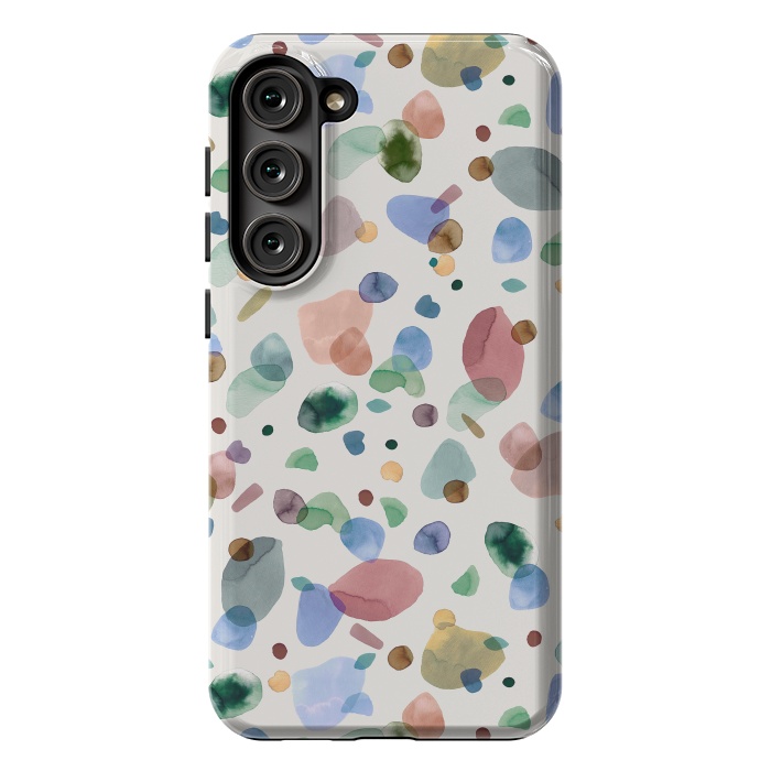 Galaxy S23 Plus StrongFit Pebbles Terrazo Rounded Memphis Multicolored by Ninola Design
