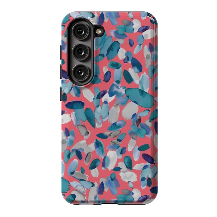 Galaxy S23 StrongFit Abstract Petal Stains Colorful Red Blue by Ninola Design