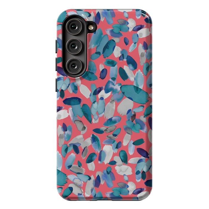 Galaxy S23 Plus StrongFit Abstract Petal Stains Colorful Red Blue by Ninola Design