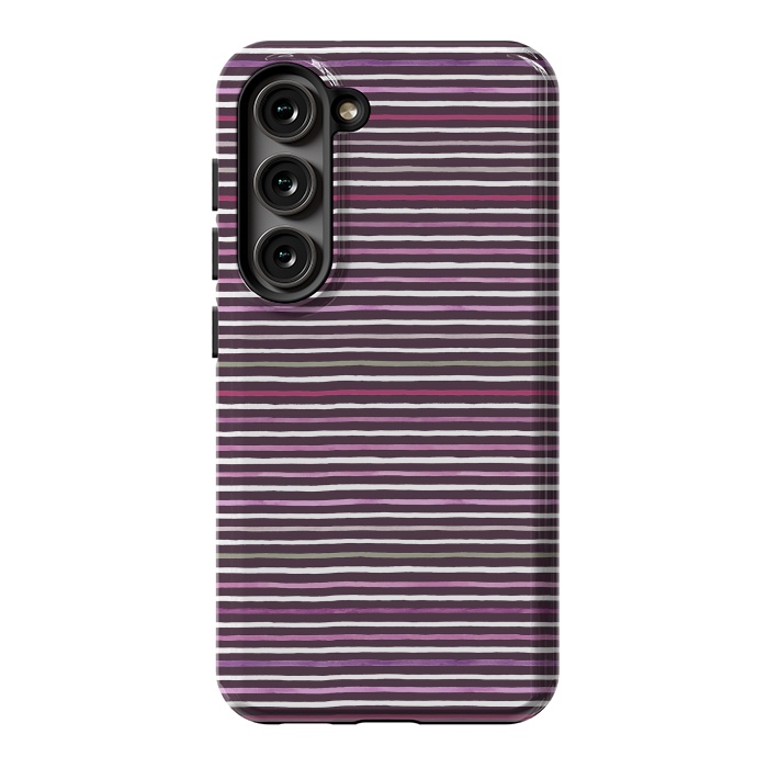 Galaxy S23 StrongFit Marker Stripes Lines Purple Dark Pink by Ninola Design
