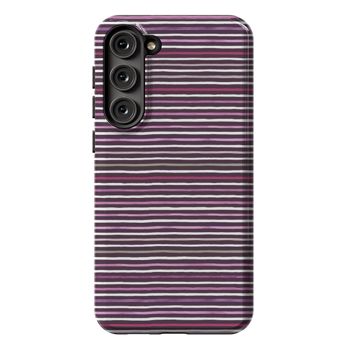 Galaxy S23 Plus StrongFit Marker Stripes Lines Purple Dark Pink by Ninola Design