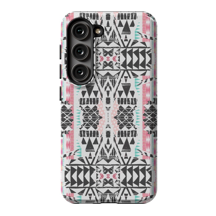 Galaxy S23 StrongFit Playful tribal ethnic triangles by Oana 
