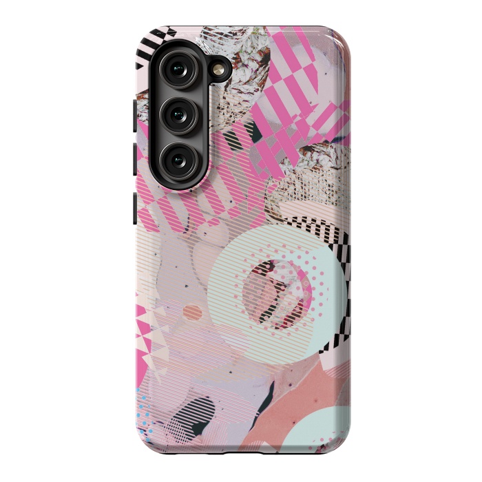 Galaxy S23 StrongFit Colorful abstract geometric Memphis art deco by Oana 