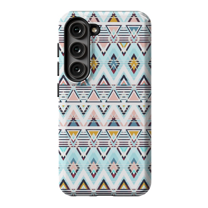 Galaxy S23 StrongFit Colorful ethnic tribal triangles by Oana 
