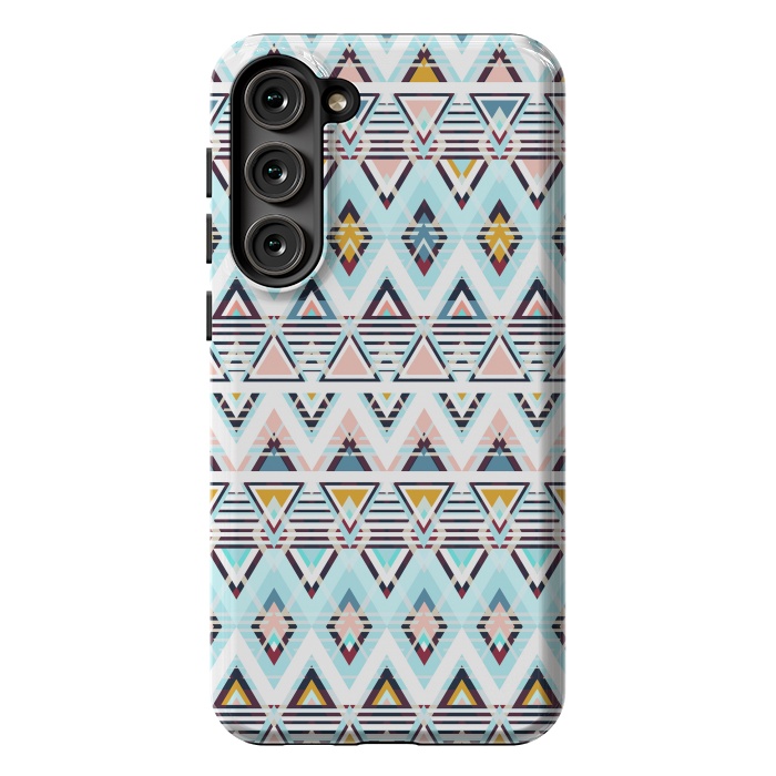 Galaxy S23 Plus StrongFit Colorful ethnic tribal triangles by Oana 