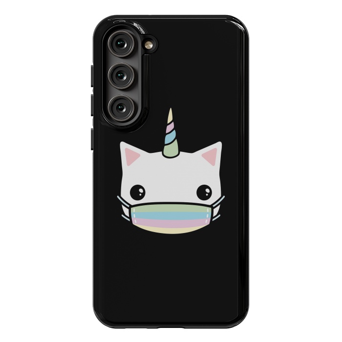 Galaxy S23 Plus StrongFit Rainbow face mask cat by Laura Nagel