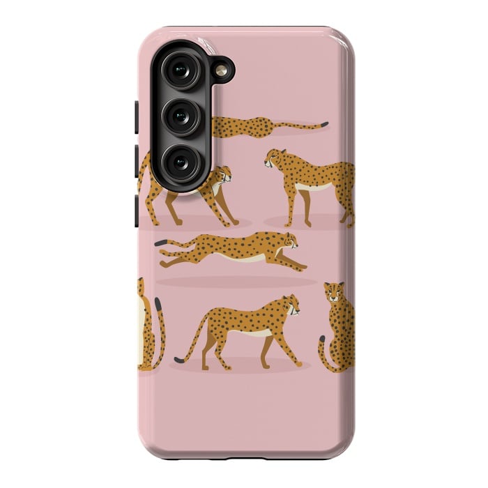 Galaxy S23 StrongFit Cheetahs on pink  by Jelena Obradovic
