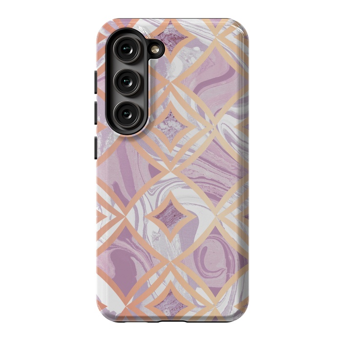 Galaxy S23 StrongFit Elegant pink rose gold marble tiles by Oana 