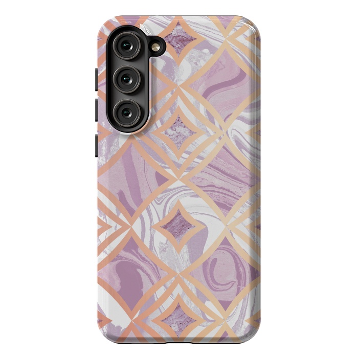 Galaxy S23 Plus StrongFit Elegant pink rose gold marble tiles by Oana 