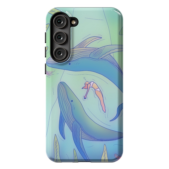Galaxy S23 Plus StrongFit The girl and the whales by Steve Wade (Swade)