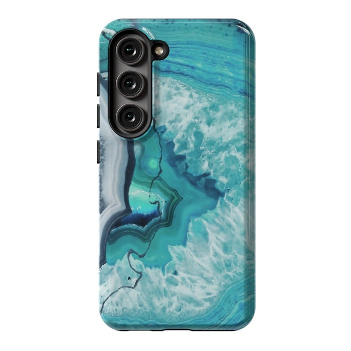 Galaxy S23 StrongFit Turquoise agate geode marble by Oana 