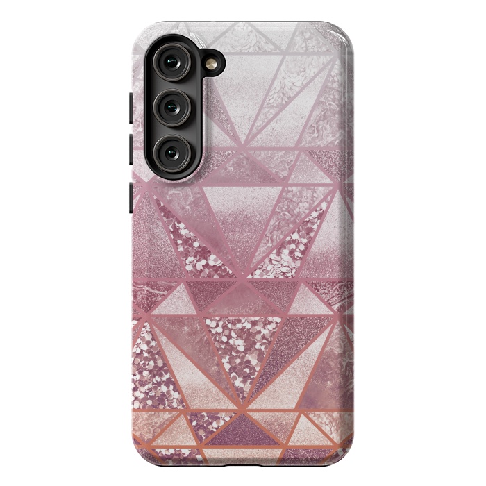 Galaxy S23 Plus StrongFit Pink and rose gold gradient glitter tiles by Oana 