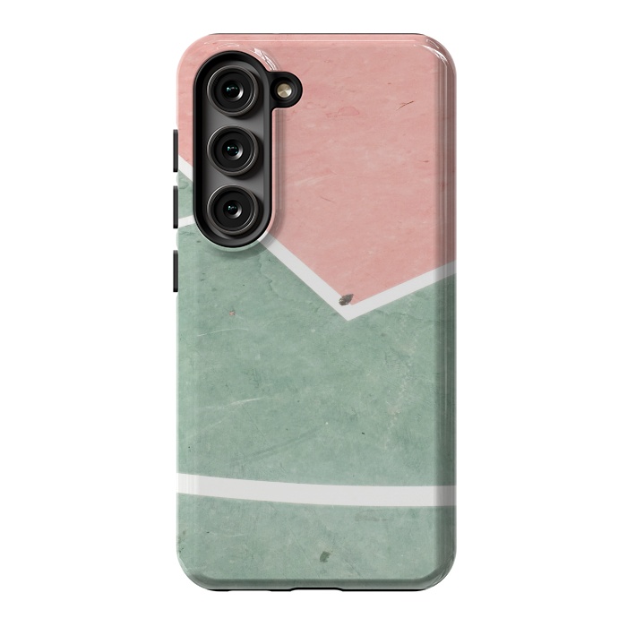 Galaxy S23 StrongFit green pink marble shades by MALLIKA