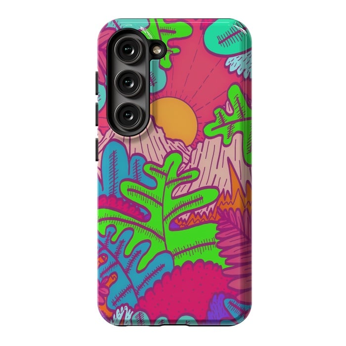 Galaxy S23 StrongFit A pink tropical jungle by Steve Wade (Swade)
