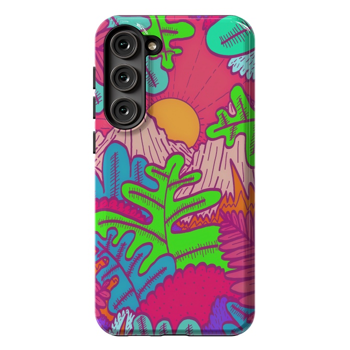 Galaxy S23 Plus StrongFit A pink tropical jungle by Steve Wade (Swade)