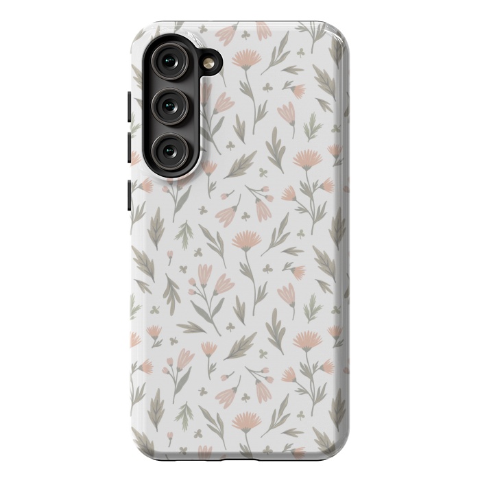 Galaxy S23 Plus StrongFit delicate flowers on a white by Alena Ganzhela