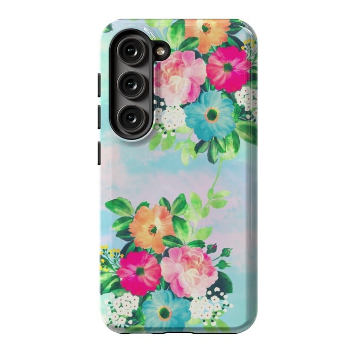 Galaxy S23 StrongFit Girly Vintage Roses Floral Watercolor Paint by InovArts