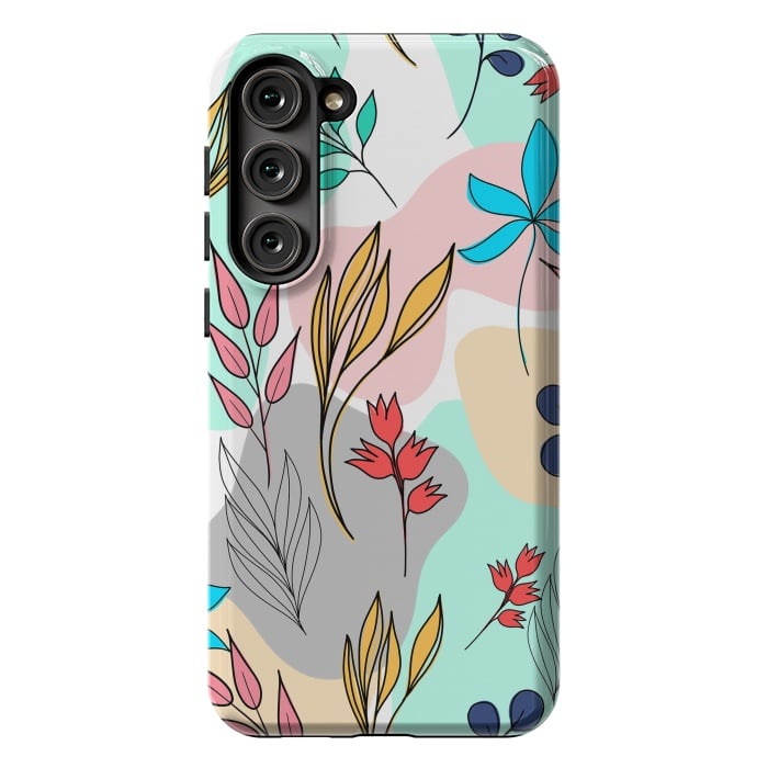 Galaxy S23 Plus StrongFit Trendy colorful leaves hand drawn cute illustration by InovArts