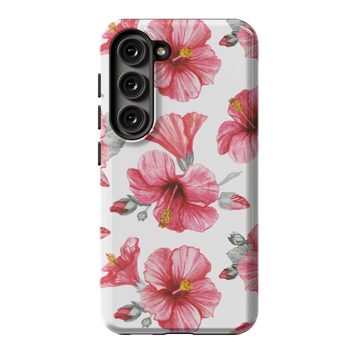 Galaxy S23 StrongFit Watercolor hibiscus flowers by Oana 