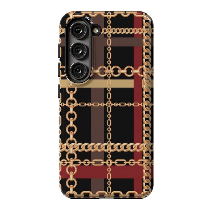 Galaxy S23 StrongFit Golden chains red black by MALLIKA