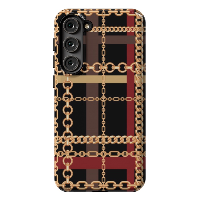 Galaxy S23 Plus StrongFit Golden chains red black by MALLIKA