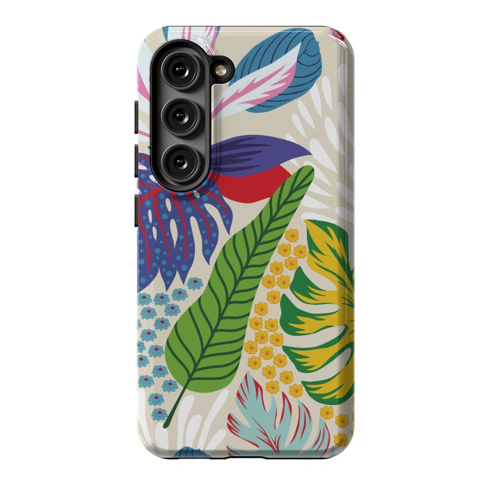 Galaxy S23 StrongFit Abstract Color Tropical Leaves by ArtsCase