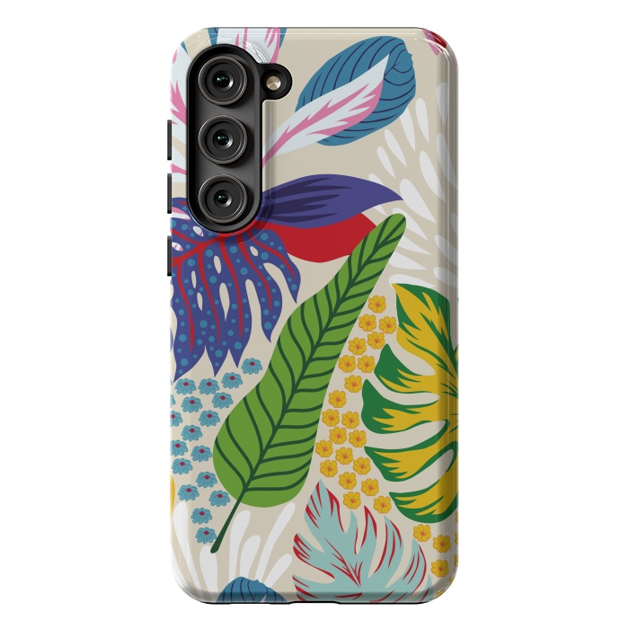 Galaxy S23 Plus StrongFit Abstract Color Tropical Leaves by ArtsCase